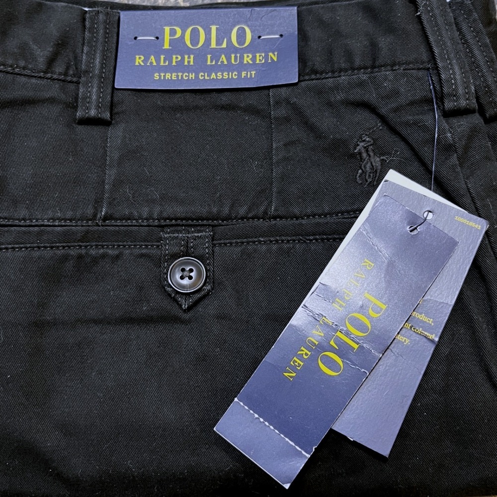 Polo Ralph Lauren Mens Stretch Classic Fit Chino Pants Black 36/38 NWT